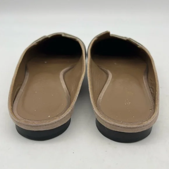 HERMES Beige Suede Leather Mules Flats Slip On Shoes Sz 35 1/2 - Picture 5 of 7
